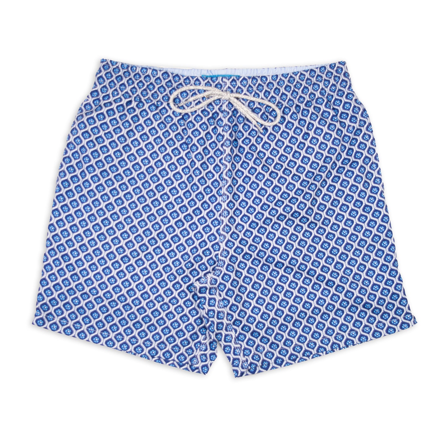 Men's Cyclist Liner Swim Trunks - Geo Navy/White
