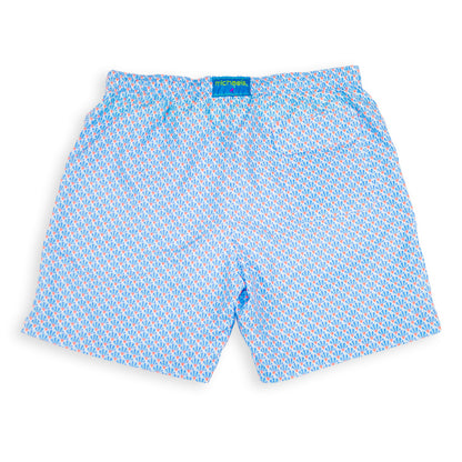 Men's Cyclist Liner Swim Trunks - Fans Sky/Orange