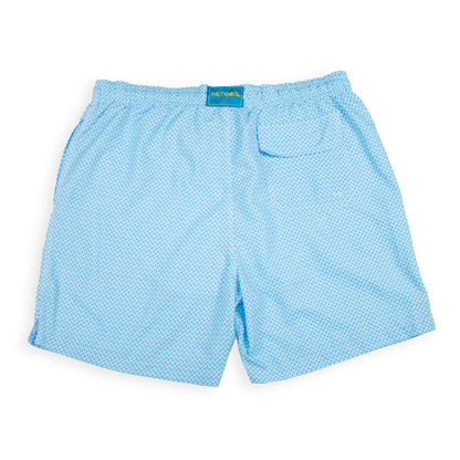Men's Mesh Liner Swim Trunks - Wave Print Turquoise/Sky