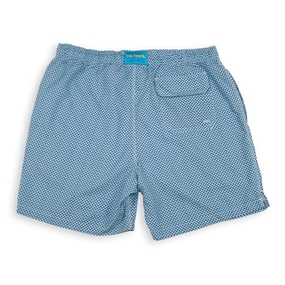 Men's Cyclist Liner Swim Trunks - Wave Print Navy/Sky