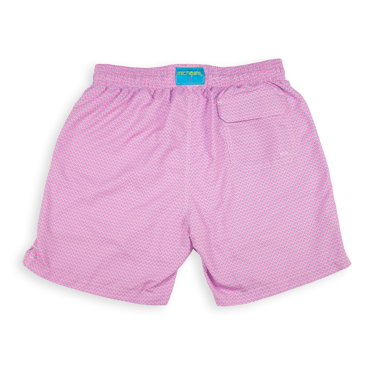 Men's Mesh Liner Swim Trunks - Wave Print Coral/Turquoise