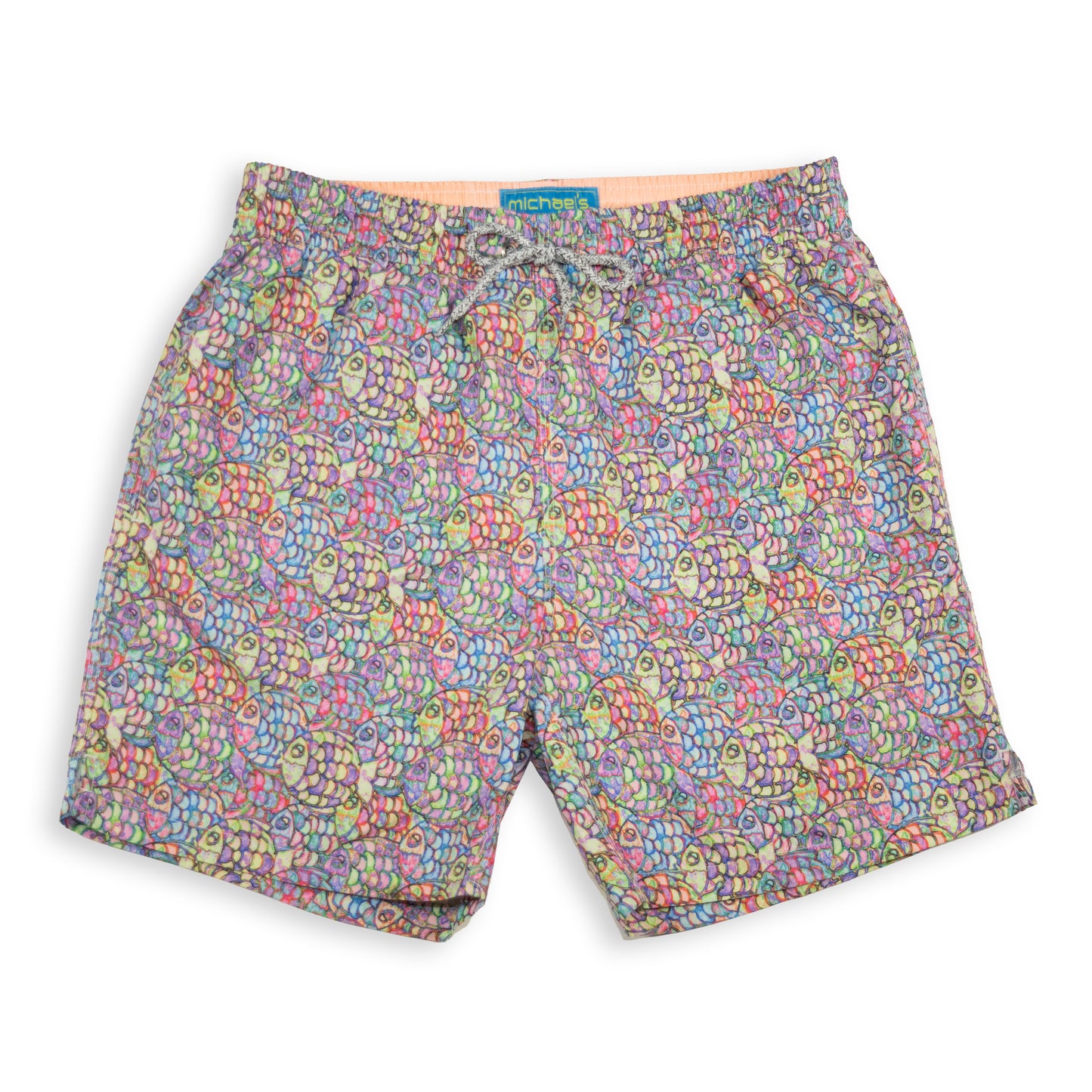 Men's Mesh Liner Swim Trunks - Abstract Fish Multicolored