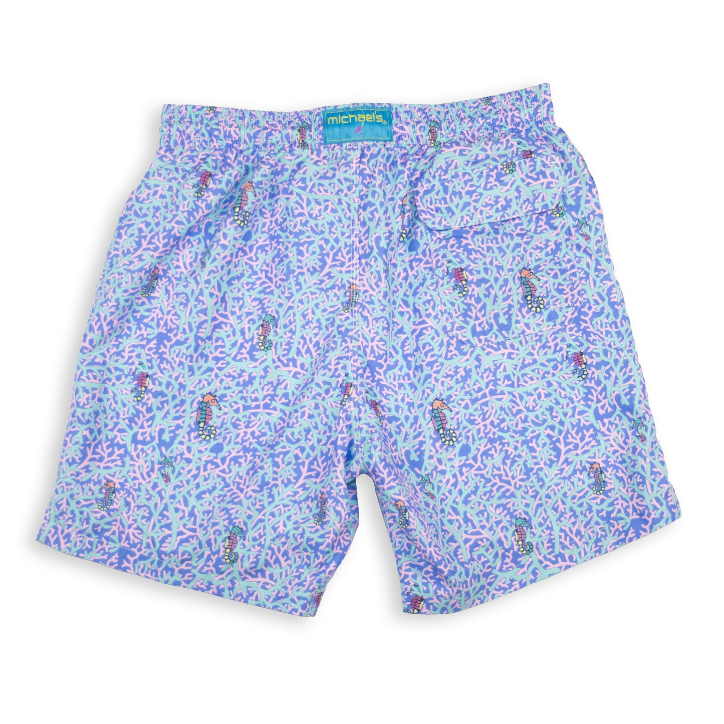 Men's Mesh Liner Swim Trunks - Rainbow Seahorses Aqua
