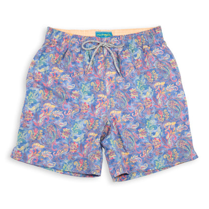 Men's Cyclist Liner Swim Trunks - Paisley Royal