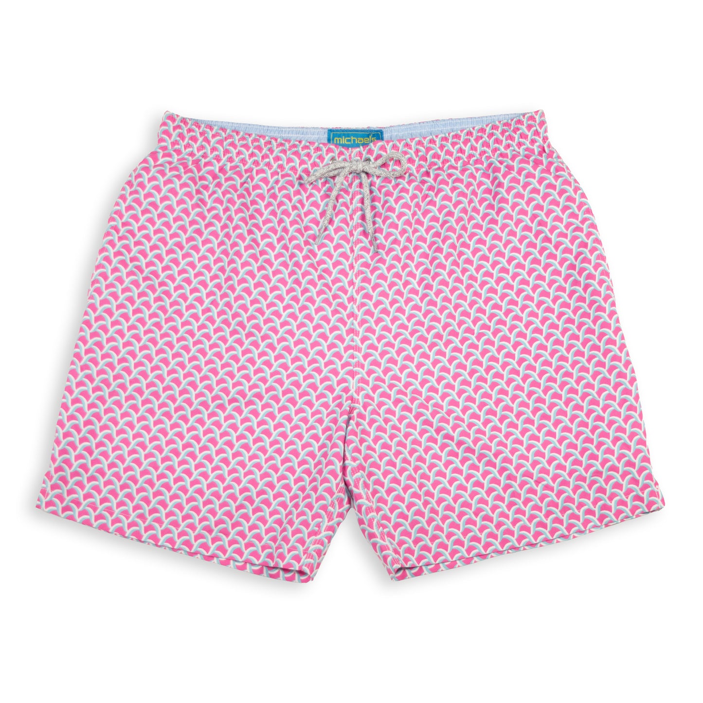 Men's Mesh Liner Swim Trunks - Swirl Print Coral/Blue