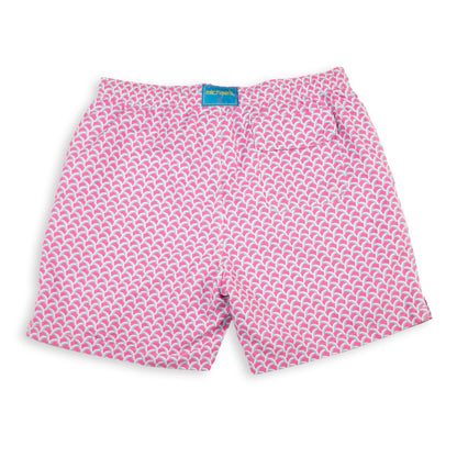 Men's Mesh Liner Swim Trunks - Swirl Print Coral/Blue