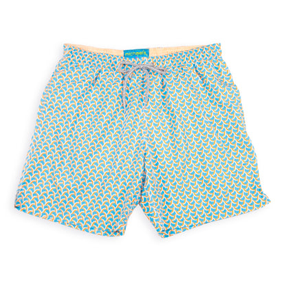 Men's Mesh Liner Swim Trunks - Swirl Print Turquoise/Orange