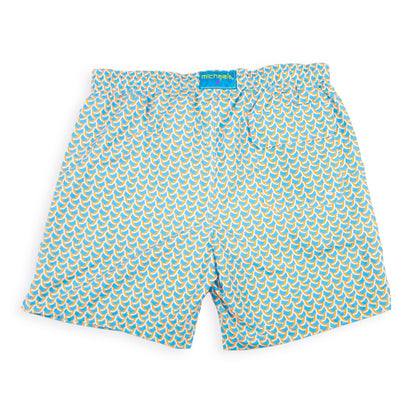 Men's Mesh Liner Swim Trunks - Swirl Print Turquoise/Orange