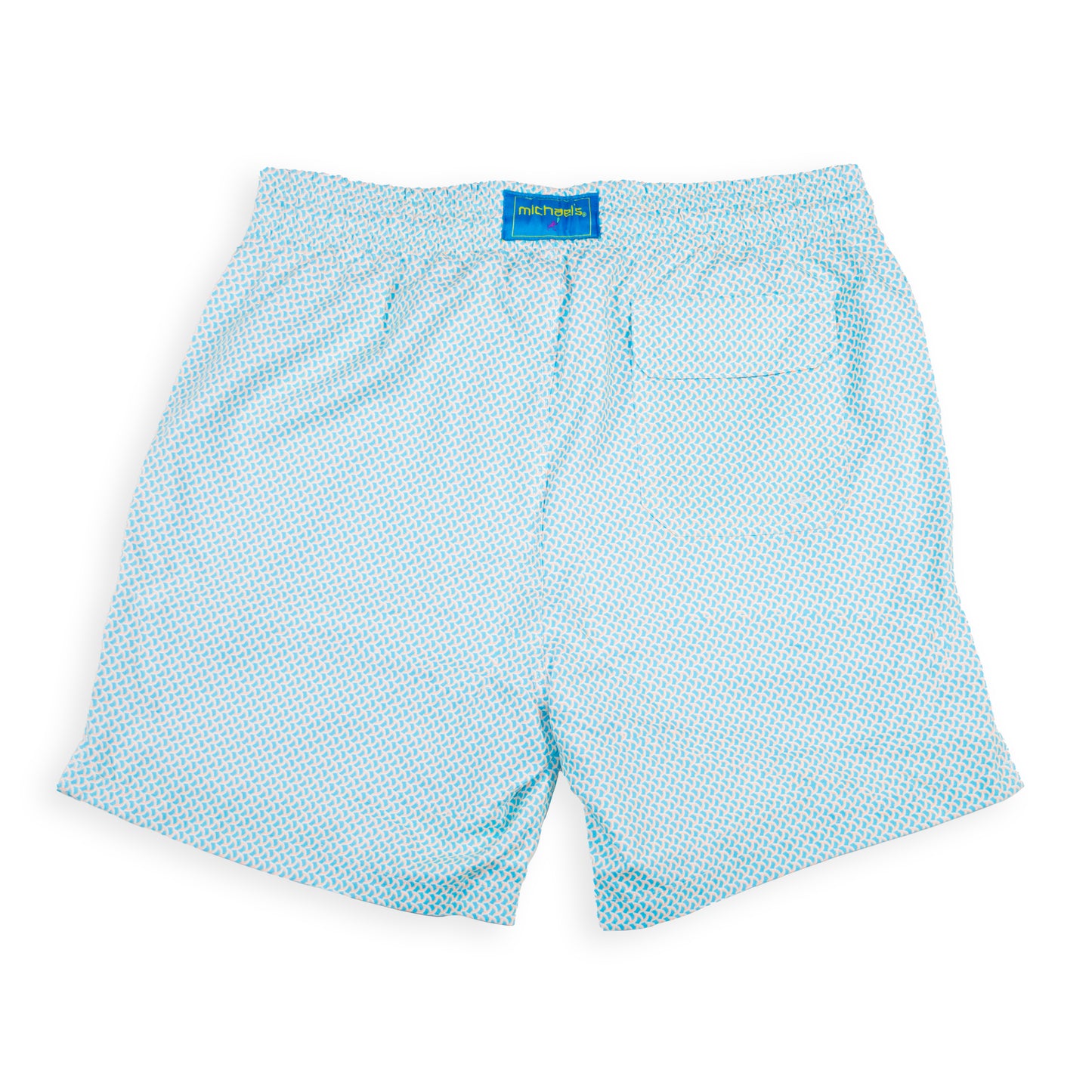 Men's Cyclist Liner Swim Trunks - Wave Print Aqua/Orange