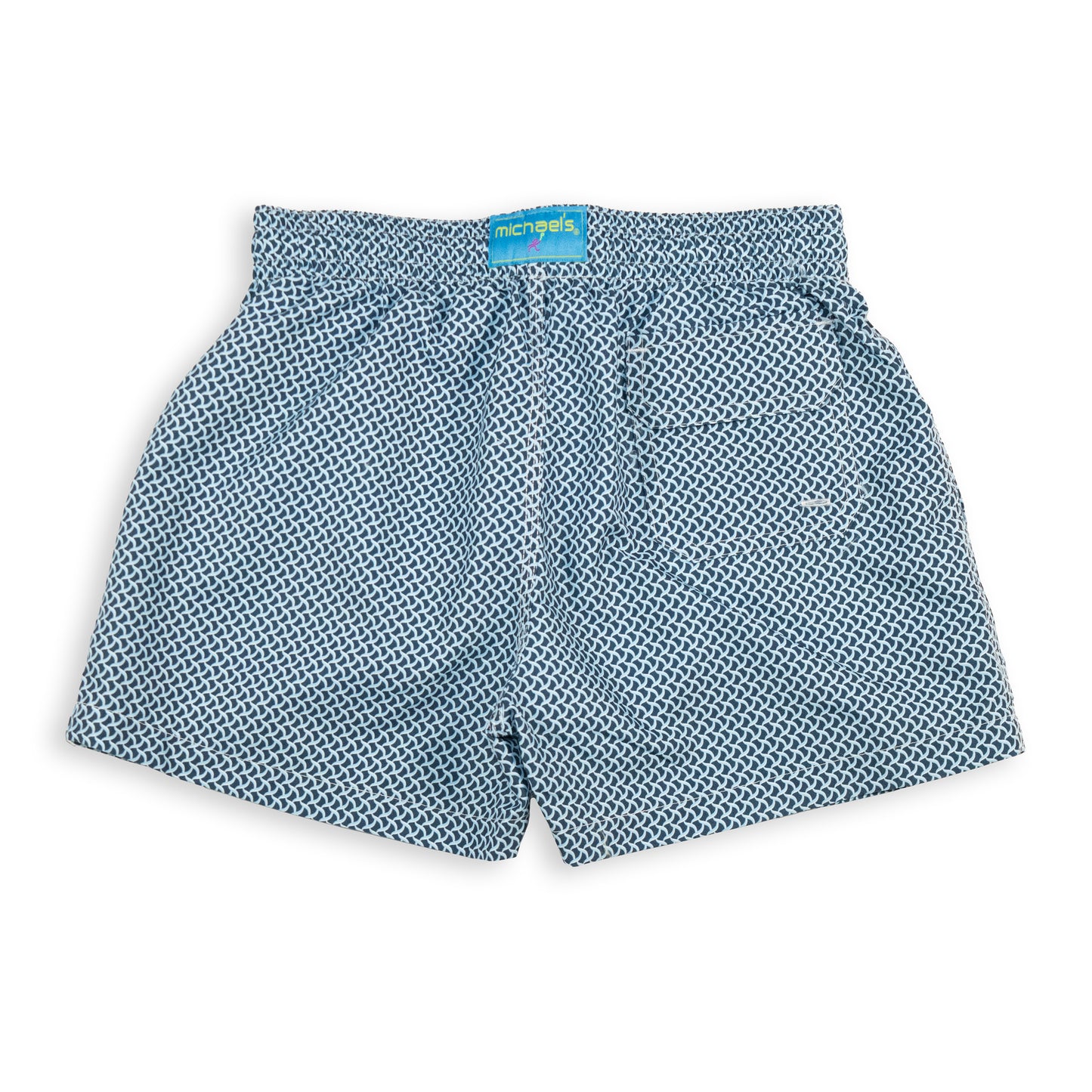 Kid's Wave Print Mesh Swim Trunk - Navy/Sky