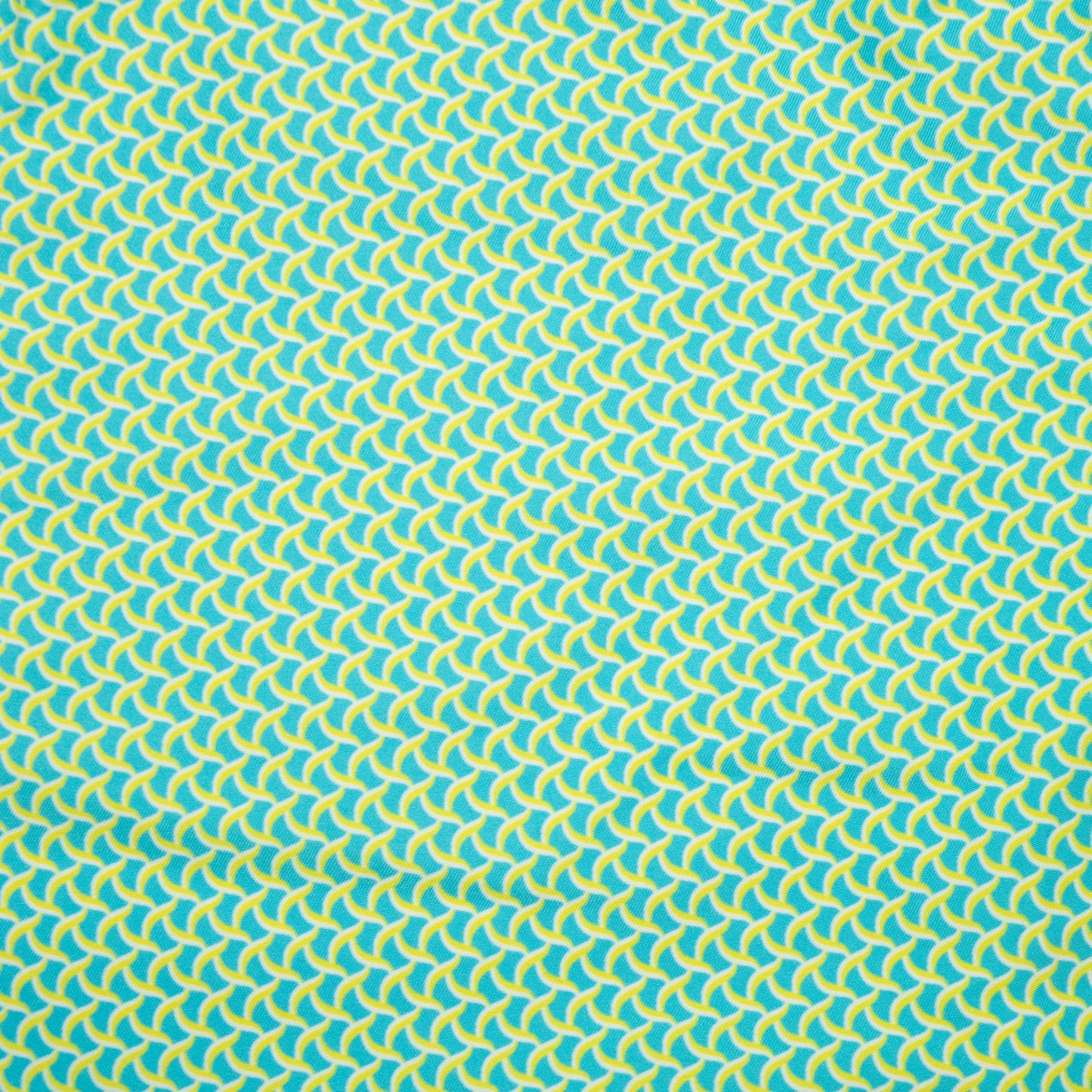 Men's Cyclist Liner Swim Trunks - Wave Print Aqua/Yellow