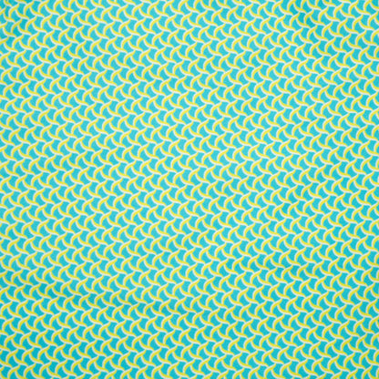 Men's Cyclist Liner Swim Trunks - Wave Print Aqua/Yellow