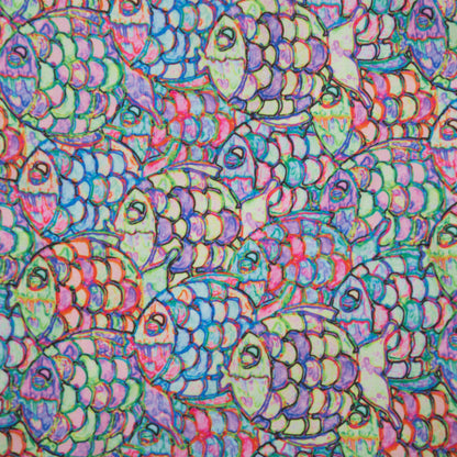 Men's Mesh Liner Swim Trunks - Abstract Fish Multicolored