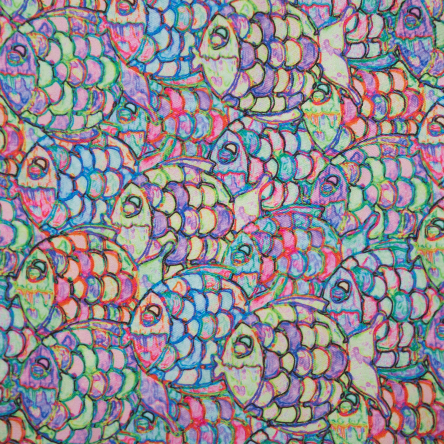 Men's Cyclist Liner Swim Trunks - Abstract Fish Multicolored