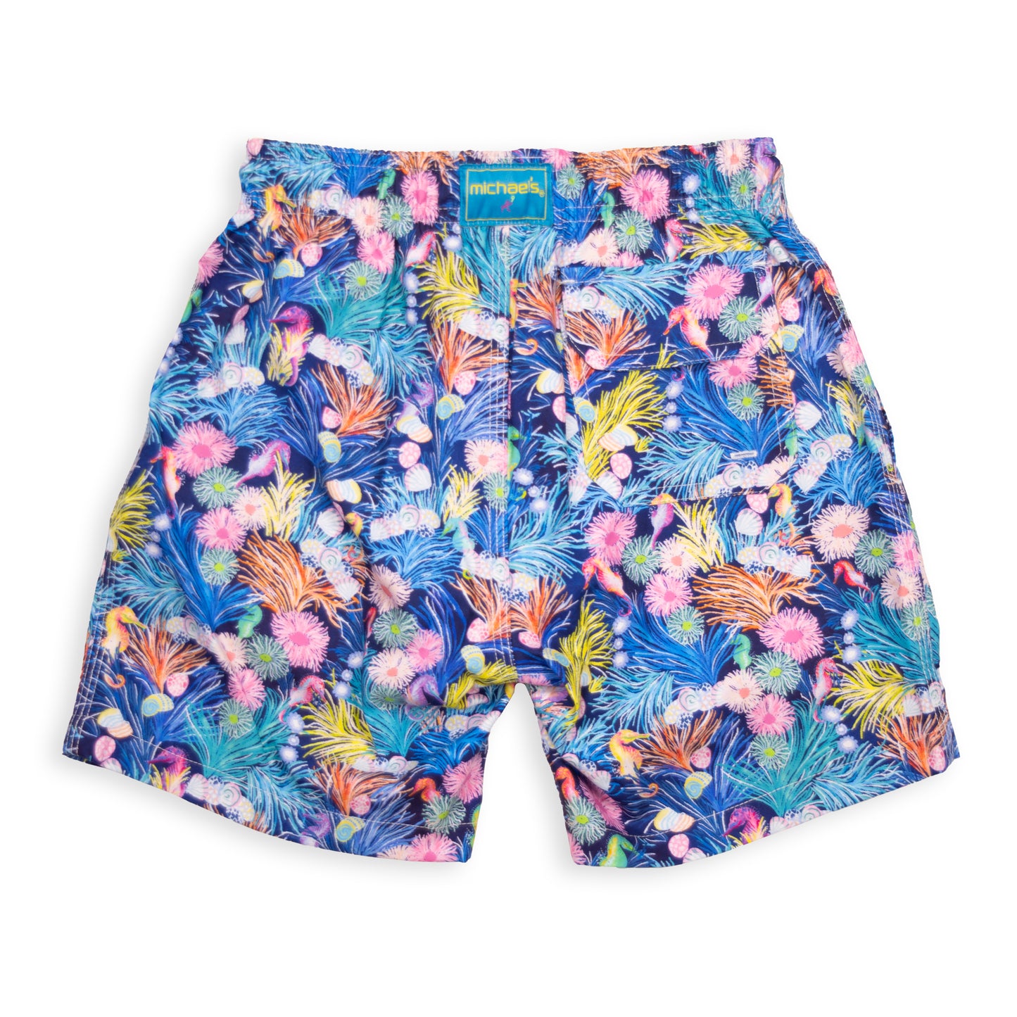 Kid's New Seahorses Swim Trunk With Cyclist Liner  Navy Blue