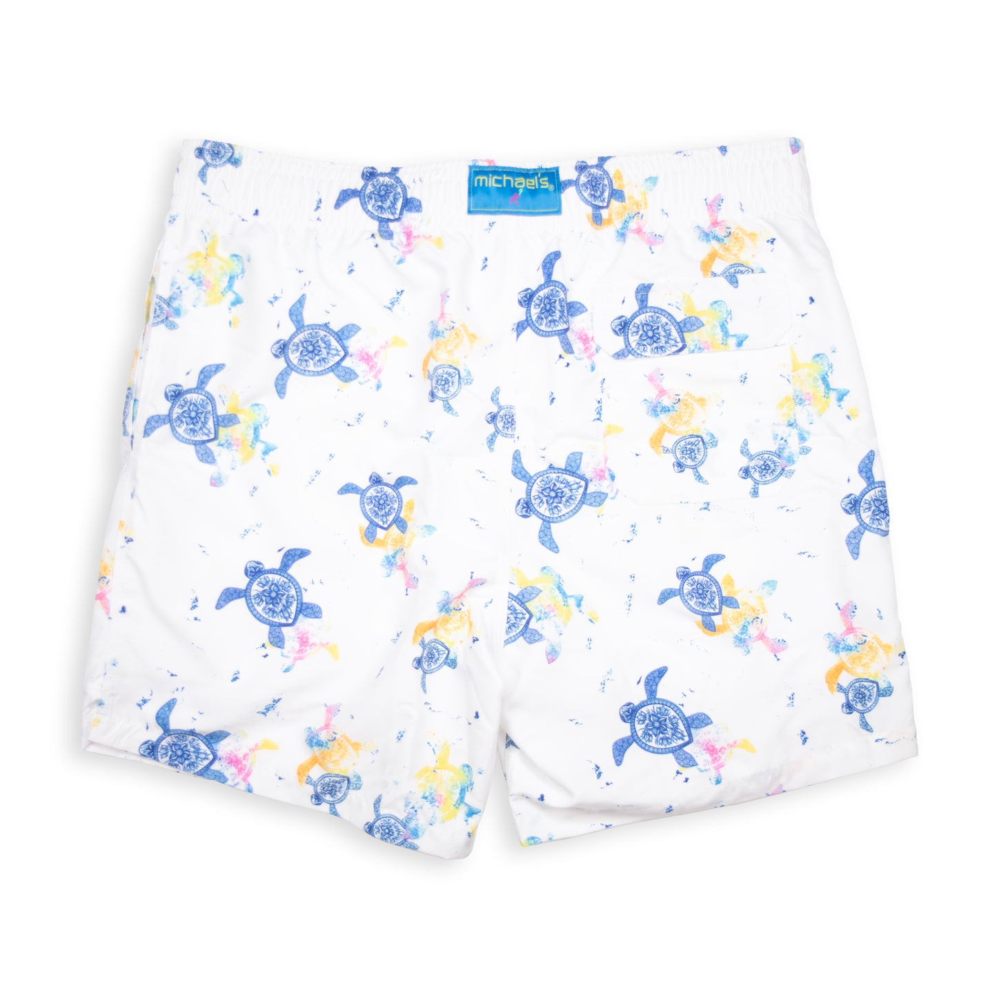 Men's Cyclist Liner Swim Trunks - Turtles White