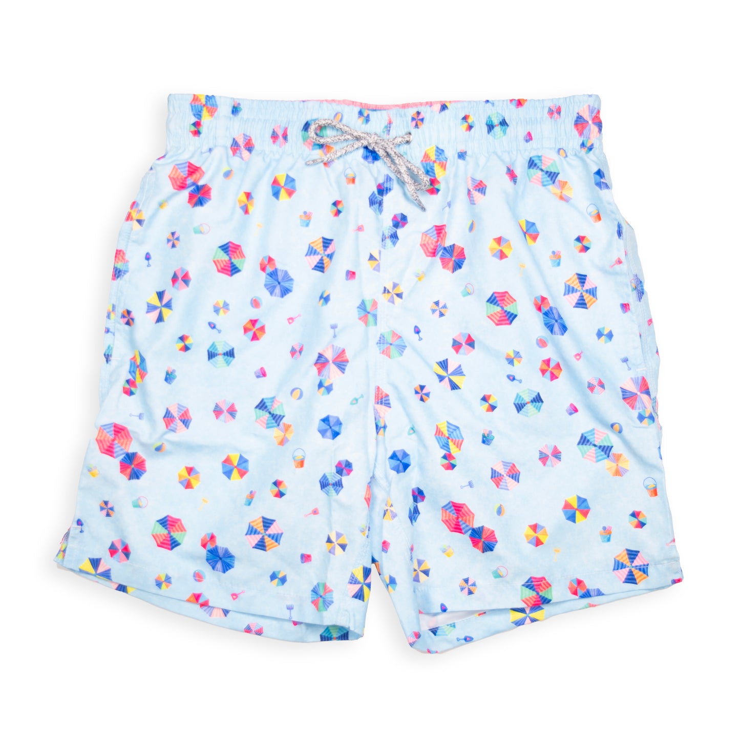 Men's Mesh Liner Swim Trunks - Beach Umbrellas Light Blue