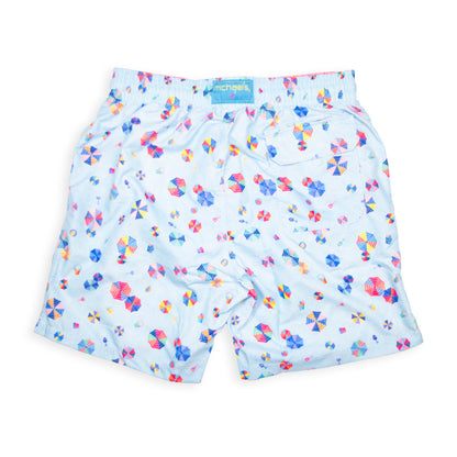 Men's Cyclist Liner Swim Trunks Beach Umbrellas - Light Blue