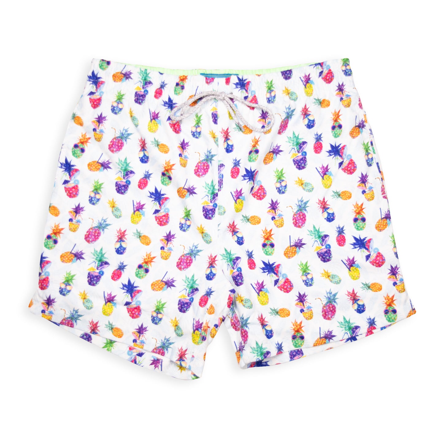 Men's Mesh Liner Swim Trunks - Funky Pineapples White