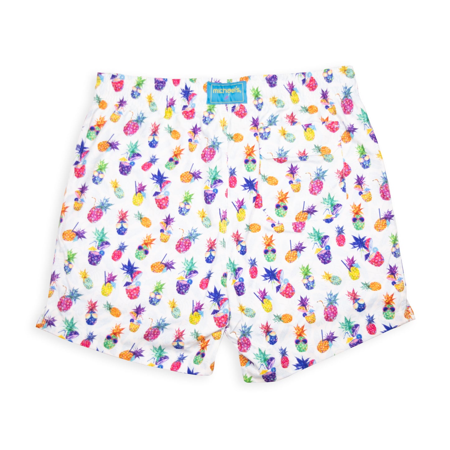 Men's Mesh Liner Swim Trunks - Funky Pineapples White