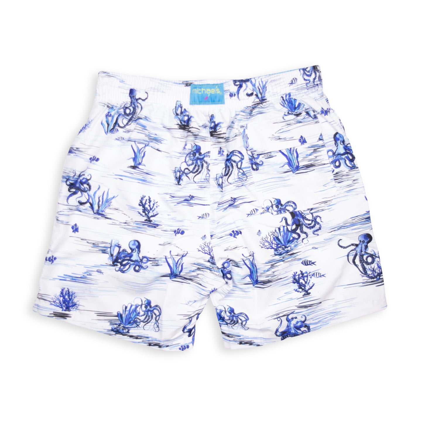 Men's Cyclist Liner Swim Trunks - Octopi White