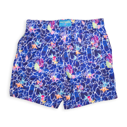 Men's Mesh Liner Swim Trunks - Fish Ripples Navy Blue