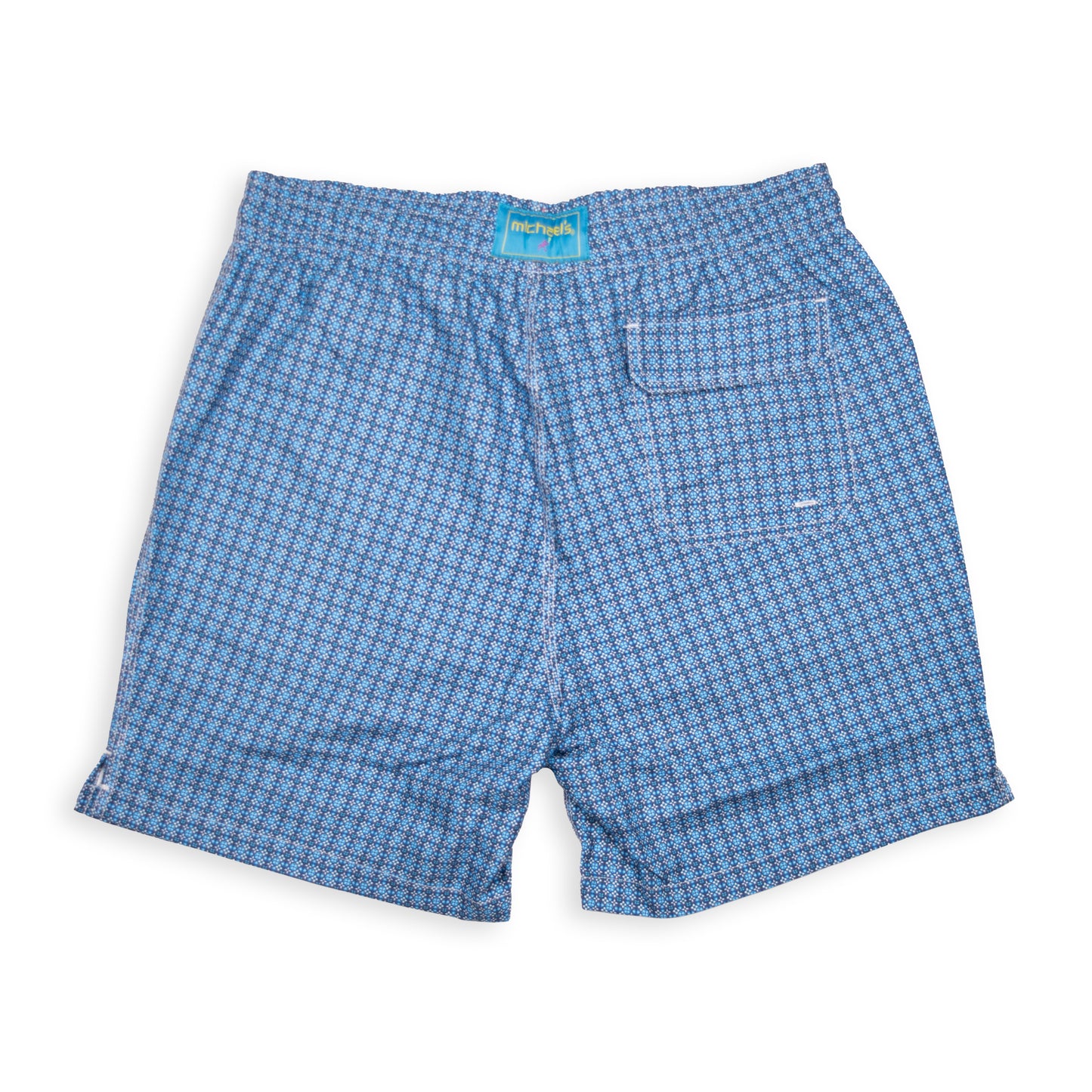 Men's Mesh Liner Swim Trunks - Moroccan Flowers Navy Blue