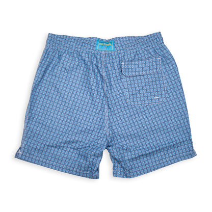 Men's Mesh Liner Swim Trunks - Moroccan Flowers Navy Blue