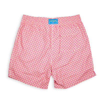 Men's Cyclist Liner Swim Trunks - Half Moons Coral/Yellow