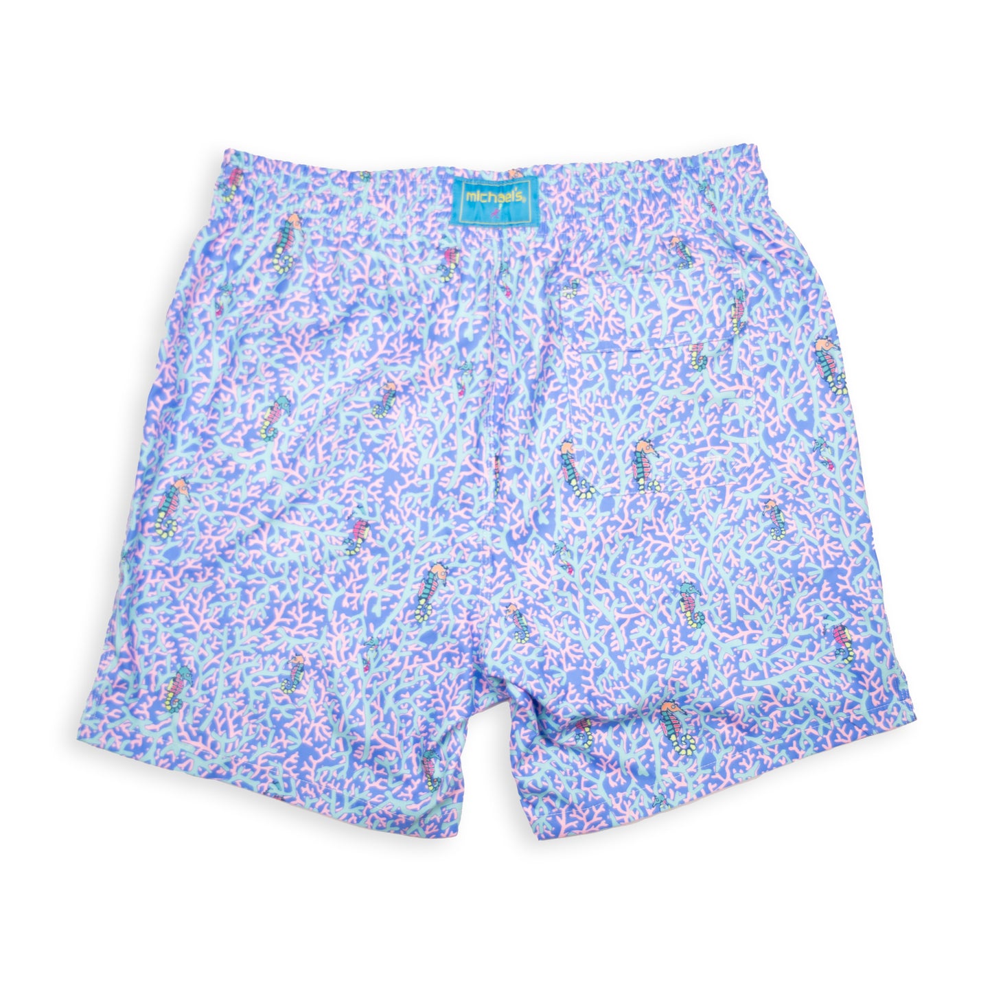 Men's Cyclist Liner Swim Trunks - Rainbow Seahorses Aqua