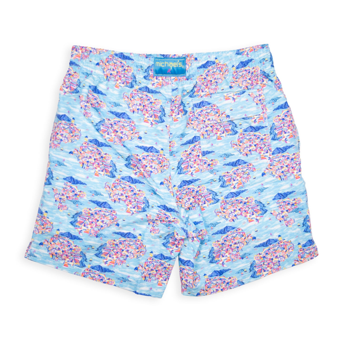 Men's Cyclist Liner Swim Trunks - Santorini Multicolored