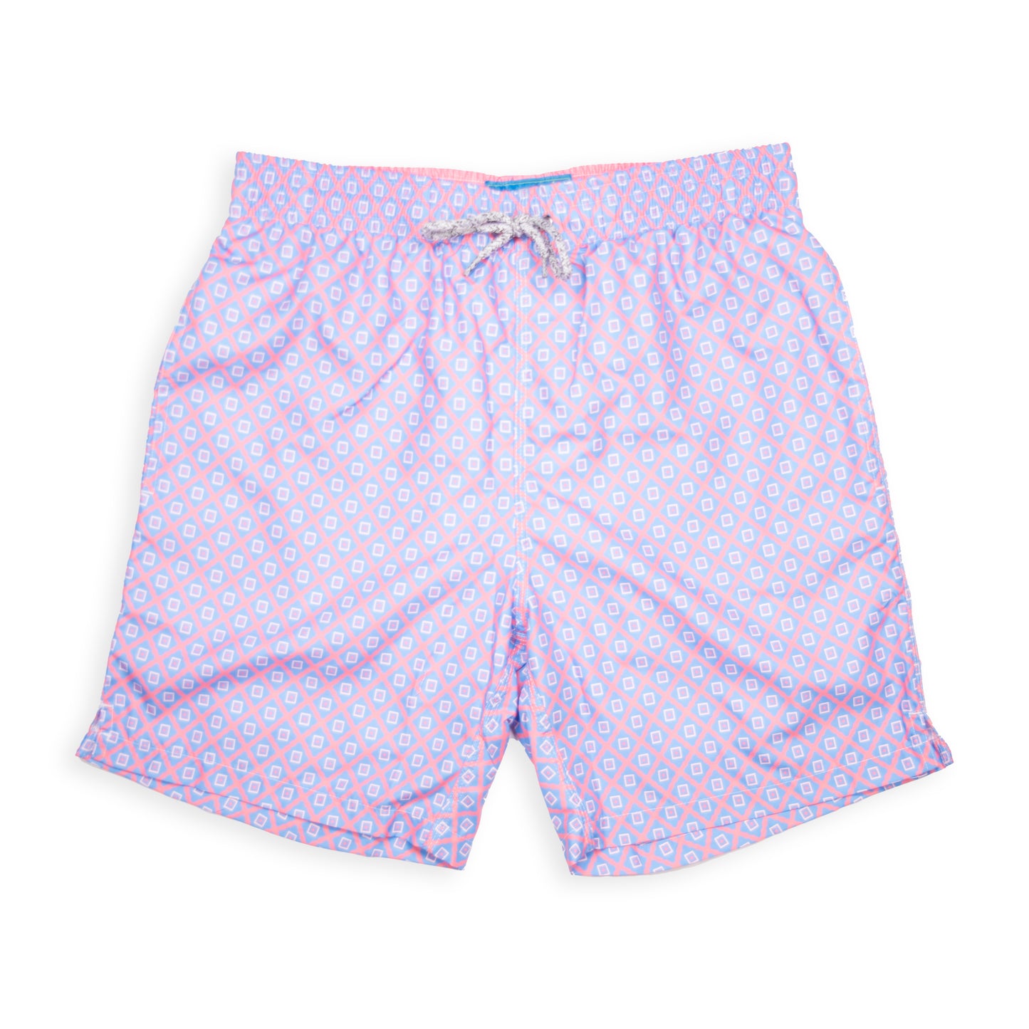 Men's Mesh Liner Swim Trunks - Diamond Pattern Coral