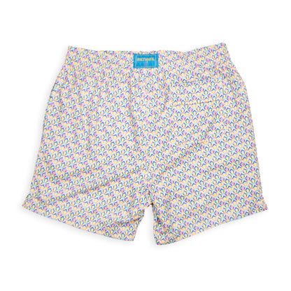 Men's Cyclist Liner Swim Trunks - Spinning Tops Yellow