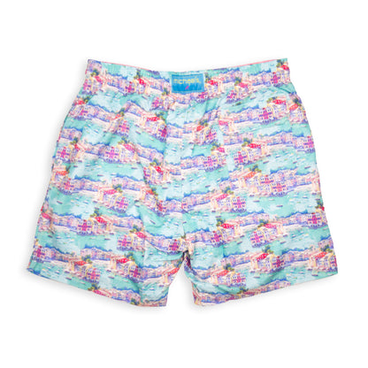 Men's Cyclist Liner Swim Trunks - Portofino Multicolored