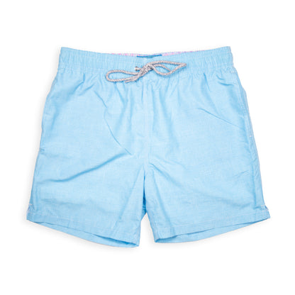 Men's Cyclist Liner Swim Trunks - Solid Linen Turquoise