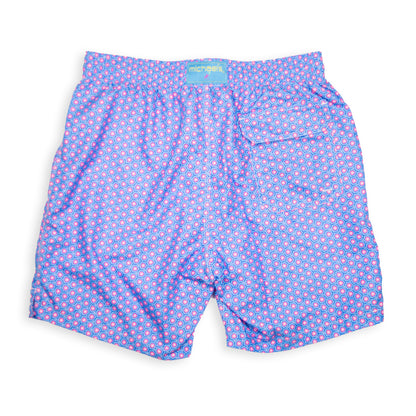 Men's Cyclist Liner Swim Trunks - Blue/Pink Cupcake