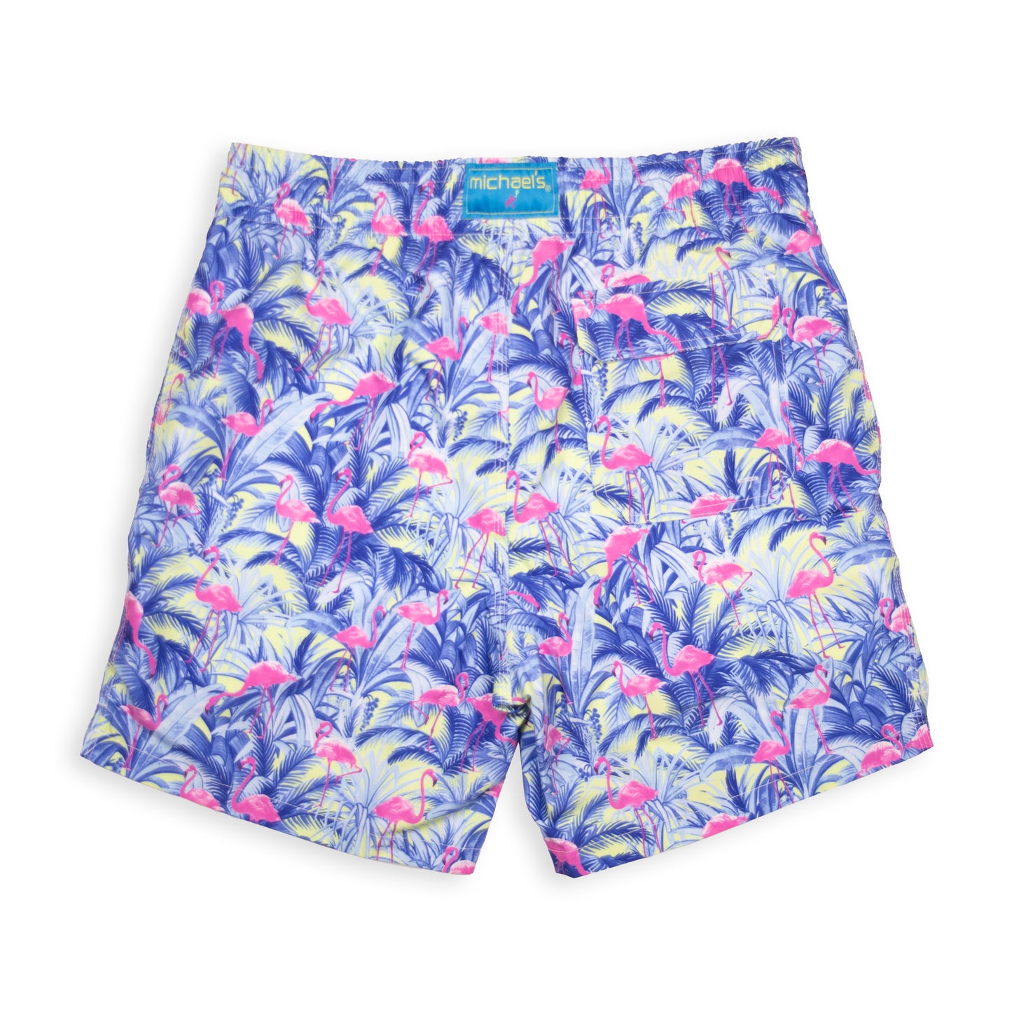 Men's Cyclist Liner Swim Trunks - Flamingos Navy Blue