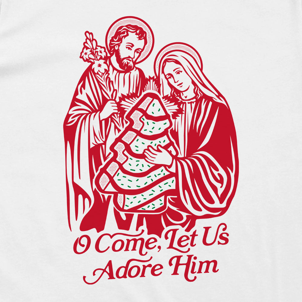 O Come let us Adore Him Christmas Tree Cake