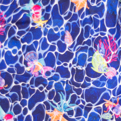 Men's Mesh Liner Swim Trunks - Fish Ripples Navy Blue