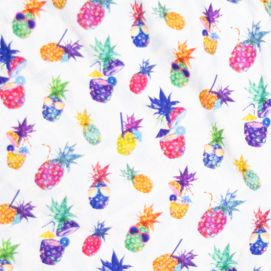 Men's Mesh Liner Swim Trunks - Funky Pineapples White