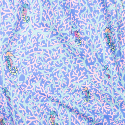 Men's Cyclist Liner Swim Trunks - Rainbow Seahorses Aqua