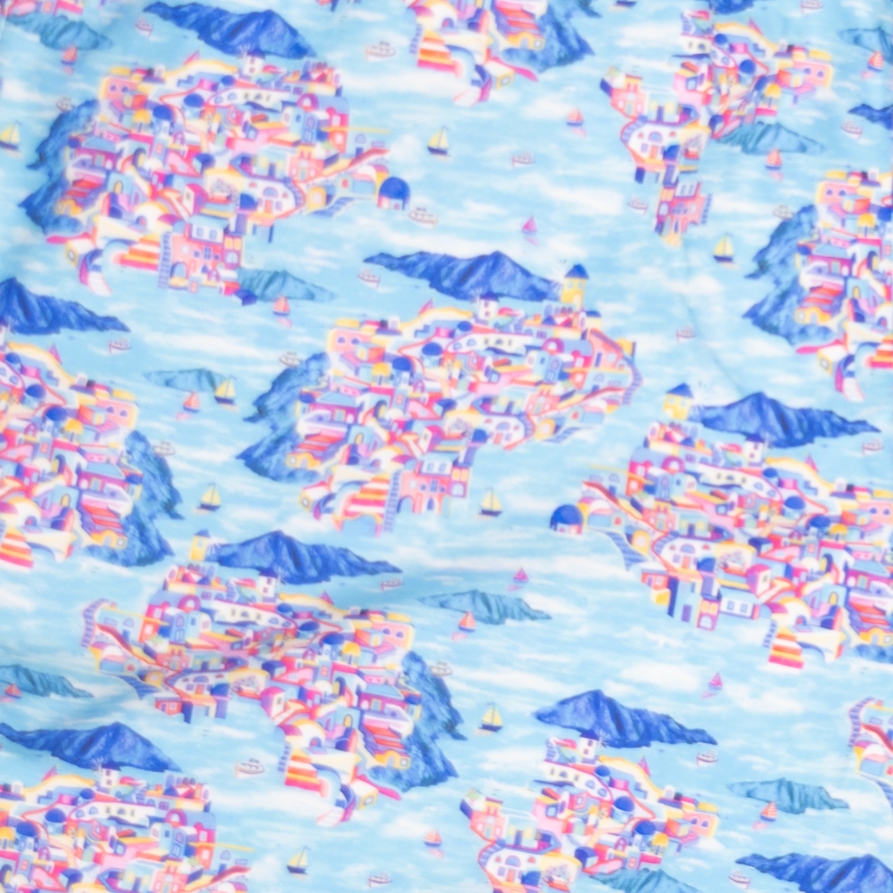 Men's Cyclist Liner Swim Trunks - Santorini Multicolored