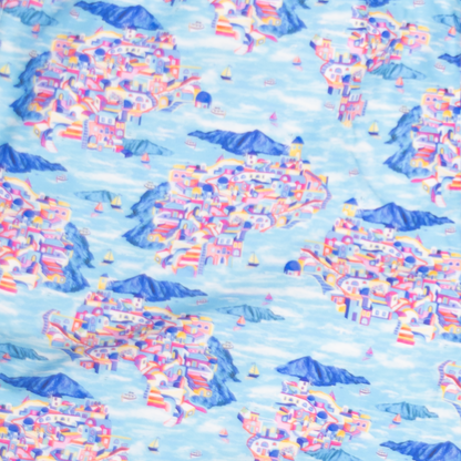 Men's Cyclist Liner Swim Trunks - Santorini Multicolored