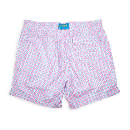 Men's Cyclist Liner Swim Trunks - Swirl Print Blue/Coral