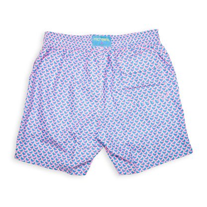Men's Cyclist Liner Swim Trunks - Swirl Print Turquoise/Coral