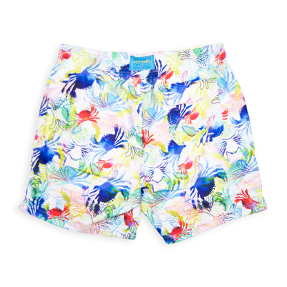 Men's Cyclist Liner Swim Trunks - Crabs White