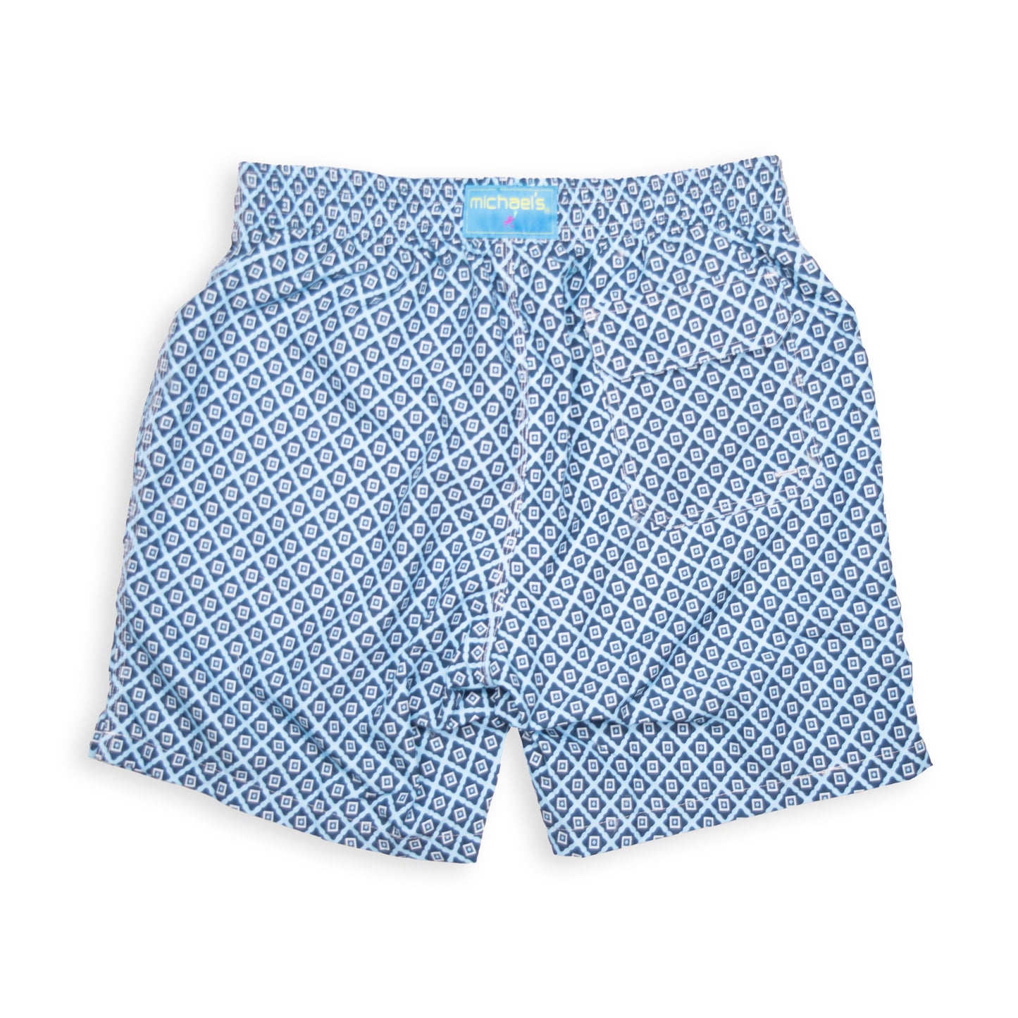 Men's Cyclist Liner Swim Trunks - Diamond Pattern Navy Blue