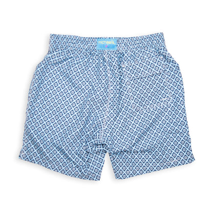 Men's Cyclist Liner Swim Trunks - Diamond Pattern Navy Blue