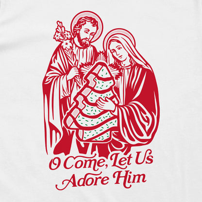 O Come let us Adore Him Christmas Tree Cake