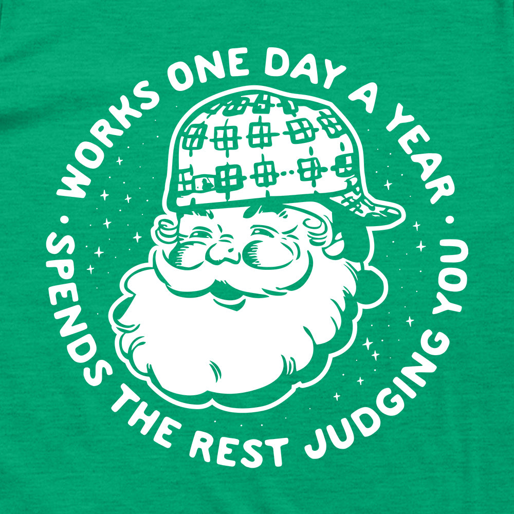 Works one day a year Spends the rest judging you